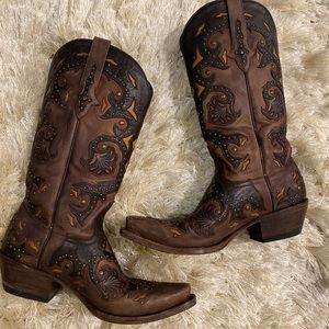 Lucchese Studded Brown “Scarlette” Cowboy Boots